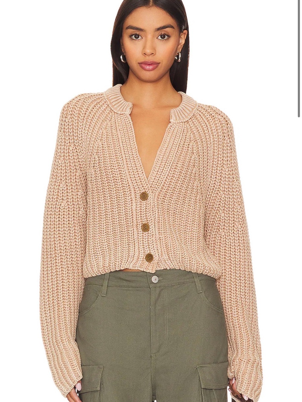 Free People Sweet Nothing Chunky Knit Sweater Cardigan Size M